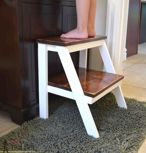 Kid's Step Stool - Her Tool Belt Step Stool Plans, Diy Step Stool, Stool Plans, Personalized Step Stool, Wood Step Stool, Diy Kids Furniture, Diy Stool, Diy Step, Wooden Step Stool