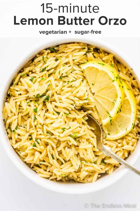 Lemon Orzo Recipes, Lemon Chicken Orzo Pasta, Lemon Butter Orzo, Butter Orzo, Orzo Lemon, Orzo Recipes Side, Orzo Pasta Recipes, Lemon Chicken Orzo, Baked Pork Tenderloin