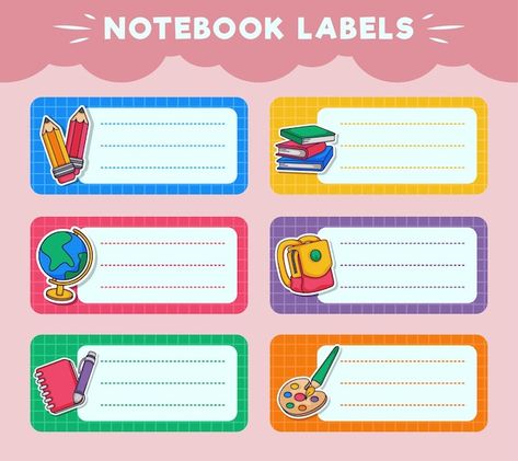 Vector notebook labels icons of school s... | Premium Vector #Freepik #vector #ribbon-tag #ribbon-business #text-banner #banner-label Text Banner, Notebook Labels, School S, Ribbon Banner, Vector Banner, School Subjects, Name Tags, Vector Design, Premium Vector