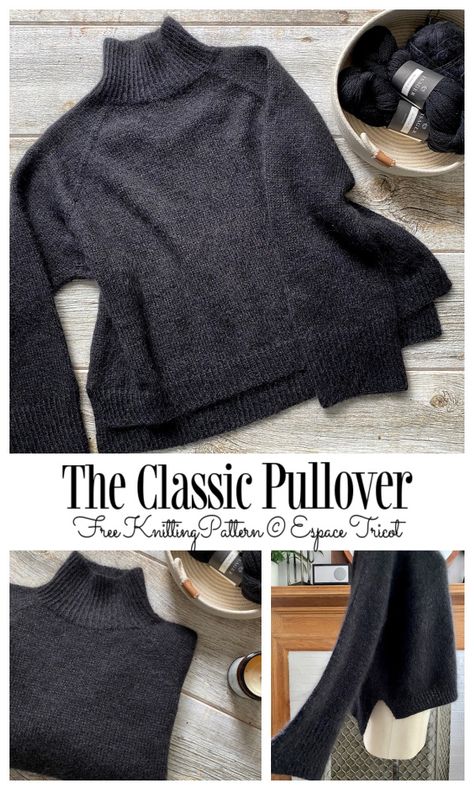 Dk Knit Cardigan Pattern, Mock Neck Sweater Knitting Pattern, Espace Tricot Patterns Free, Mock Neck Knit Sweater Pattern Free, Pull Over Knitting Pattern, Knitting Patterns Jumper, Crochet Turtleneck Free Pattern, Dk Sweater Knitting Pattern Free, Free Turtleneck Knitting Patterns