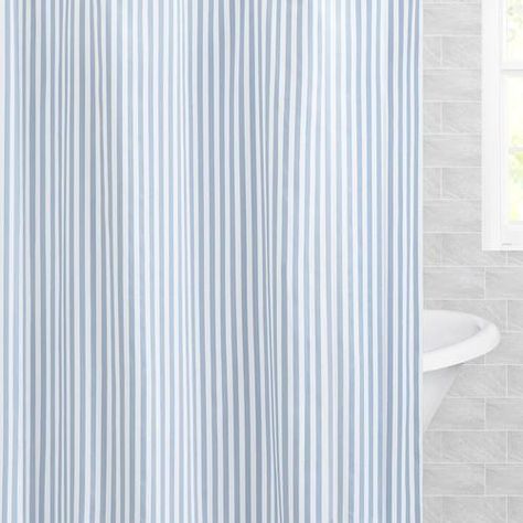 All Bath | Crane & Canopy Light Blue Shower Curtain, Tiny Bathroom Makeover, Coastal Shower Curtain, Romantic Bedding, French Blue And White, Curtains Luxury, Striped Shower Curtain, Luxury Shower Curtain, Cute Shower Curtains