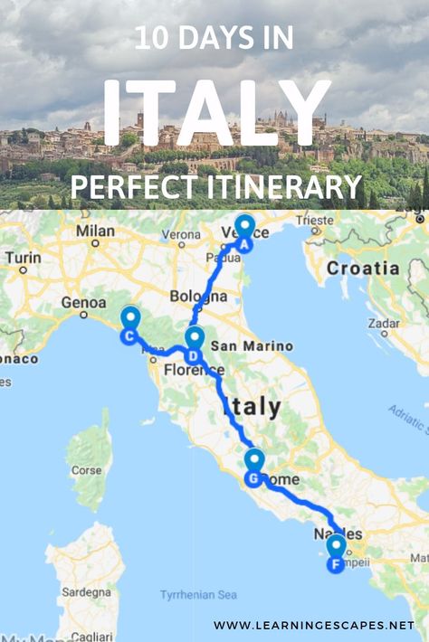 A perfect itinerary to see classic Italy in 10 days: discover how to plan each day so you can see Italy's most famous cities and landmark on you 10 day Italy vacation #italy #bucketlist #travel #Europe 10 Days Italy Itinerary, Italy In 10 Days, Italy Iterinary, 7 Days In Italy Itinerary, Italy Itinerary 1 Week, Italy Itinerary 10 Days, Italy Travel Itinerary, Tuscany Vacation, Italy Vacation Itinerary