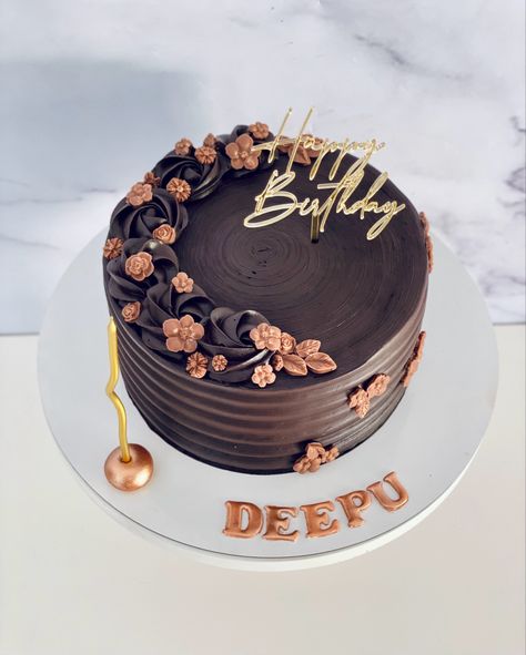 Chocake Cake Design, Chocolate Cake Design Ideas Beautiful, Cake Designs Chocolate Cake Design, Cake Designs Chocolate Truffle Cake Designs, Boho Chocolate Cake, Mom Birthday Cake Chocolate, Chocolate Flavour Cake Design, Chocolate Cake Happy Birthday, Elegant Chocolate Cake Design Birthday