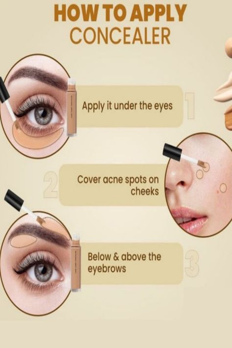 Order To Apply Makeup, Applying Concealer, Bird Makeup, Apply Concealer, Hooded Eye Makeup Tutorial, Fast Makeup, How To Use Makeup, Corrective Makeup, Makeup Charts