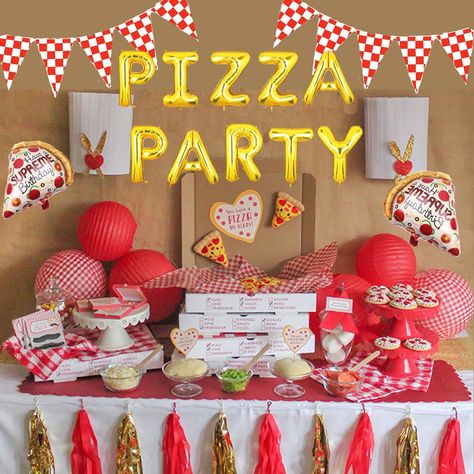 Jazz up upur pizza party with these adorable accessories Pizza Themed Birthday Party, Pizza Party Ideas, Pizza Party Decorations, Kids Pizza Party, Pizza Birthday Party, Pizza Party Birthday, Backdrop Balloons, Birthday Pizza, Pizza Birthday