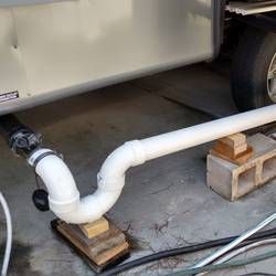 Rv Sewer Hookup At Home, Rv Shelter Ideas Diy, Long Term Rv Living, Rv Hookup At Home, Camper Revamp, Porch For Camper, Rv Restoration, Rv Plumbing, Rv Shelter