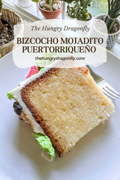 Bizcocho Mojadito Puertorriqueño is a staple in every Puerto Rican celebration, especially birthday parties. This cake is spongy, delicious, and soaked in a brandy syrup. Puerto Rican Wedding Cake, Puerto Rican Mojadito Cake, Biscocho Mojadito Puerto Rico, Bizcocho Boricua Mojadito, Puerto Rican Almond Cake Recipe, Bizcocho Puertorriqueño Mojadito, Puerto Rican Birthday Cake, Puerto Rican Rum Cake Recipe, Farina Recipe Puerto Rican