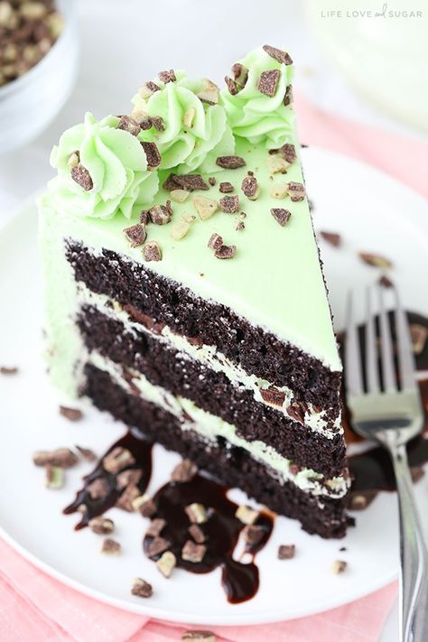 Life Love And Sugar, Super Moist Chocolate Cake, Mint Desserts, Mint Chocolate Cake, Mint Cake, Chocolate Chip Cake, Slice Of Cake, Mint Chocolate Chip, Delicious Cake Recipes