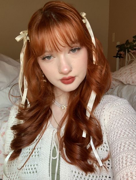 Cute Ginger Hairstyles, Ginger Hair Makeup, Red Hair Coquette, Ginger Hair Styles, Pigtails Coquette, Coquette Hair Curly, Blonde Hair Coquette, Ginger Hairstyles, Fake Ginger