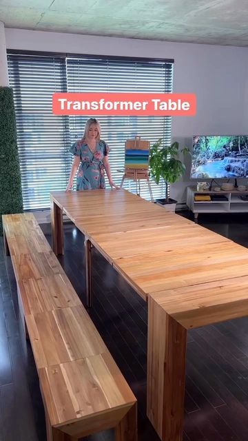 Dining Table For 12 People, Dining Table For 12, Homework Table, Transformer Table, Table For 12, Expandable Dining Table, Beginner Woodworking Projects, Smart Furniture, Space Saving Furniture