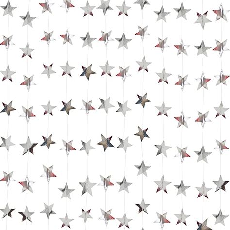 Star Bunting, Iridescent Party, Holiday Christmas Party, Star Garland, Silver Paper, Sparkling Stars, Paper Garland, Paper Stars, Holiday Party Decorations