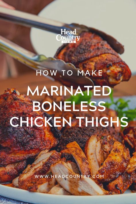 Marinated Grilled Boneless Chicken Thighs How-To With Head Country All-Purpose Marinade Head Country Bbq Sauce Recipe, Best Marinades, Recipes For Bbq, Chicken Thigh Marinade, Grilled Dinner Recipes, Country Bbq, Grilling Chicken, Chicken Thigh Recipe, Best Bbq Recipes