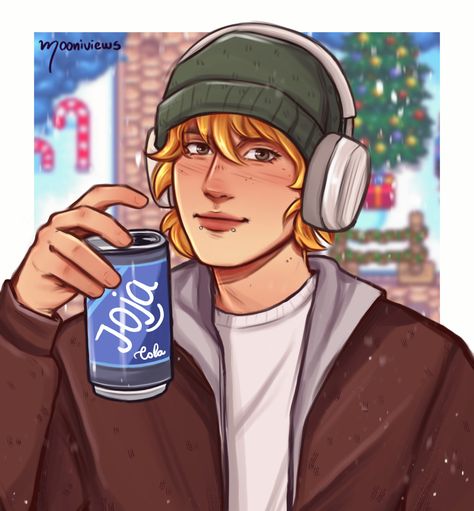 Sam by @/mooniviews on Tumblr | Stardew Valley (Game) Stardew Valley Tips, Stardew Valley Fanart, Stardew Valley, Animal Crossing, On Tumblr, Cute Art, Video Games, Character Art, Internet