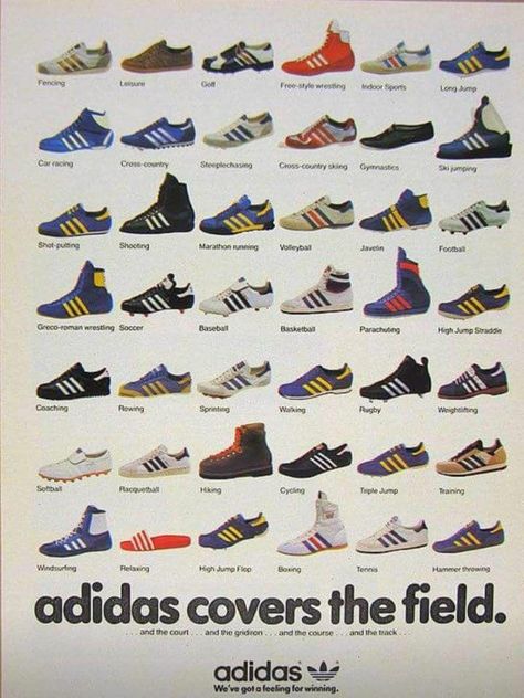 Stunning vintage Adidas poster Posters Adidas, Adidas Vintage Shoes, Adidas Advertising, Adidas Poster, Adidas Soccer Boots, Adidas Aesthetic, Adidas Ad, Cute Adidas Shoes, Leather Front Pocket Wallet