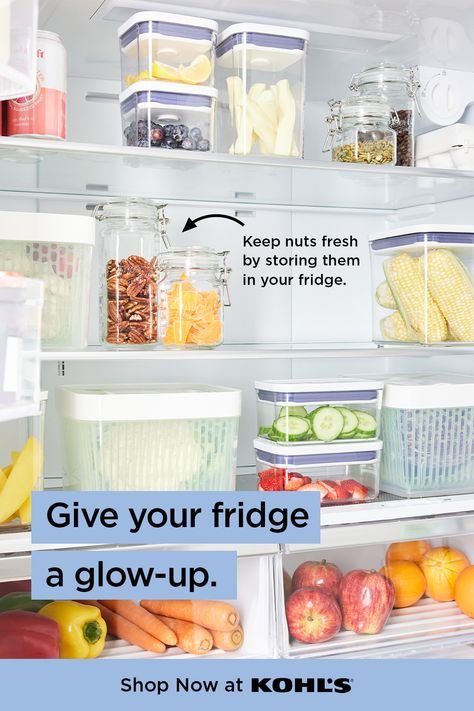 It’s always a good time to show your fridge a little love. Declutter with stylish storage solutions that look good and keep your groceries fresh for longer. Shop storage solutions of all shapes and sizes at Kohl’s and Kohls.com. Home Edit Fridge, Mom Meals, Space Aesthetic, Home Edit, Organizing Hacks, Refrigerator Organization, Apartment Organization, The Home Edit, Fridge Organization