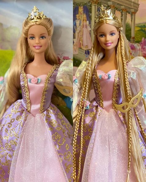 Barbie As Rapunzel, Disney Princess Barbies, Barbie Rapunzel, Rapunzel Doll, Barbie Hairstyle, Barbie 2000, Princess Movies, Princess Collection, Beautiful Barbie Dolls