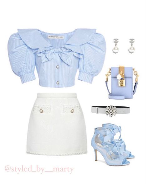 #lightblueaesthetic #girly #girlyaesthetic #outfits #outfitideas #outfitstyle #outfitideasforwomen #styleideas #stylish Light Blue And White Outfit, Blue White Outfit, Blue And White Outfit, Blue And White Outfits, Instagram Light, Lit Outfits, Fantasy Dresses, High Fashion Outfits, 90s Fashion Outfits