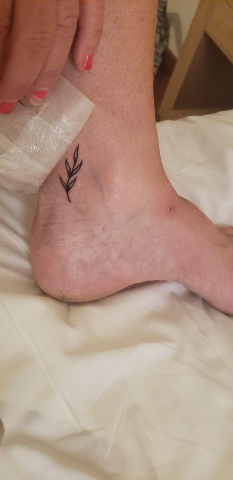 Ankle Olive Branch Tattoo, Tree Tattoo Ankle, Olive Tattoo, Olive Branch Tattoo, Tree Branch Tattoo, Branch Tattoo, Willow Branches, Greek Tattoos, Ankle Tattoo