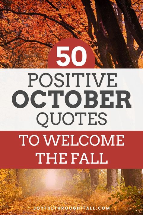 Inspirational October quotes to welcome fall October Quotes Inspirational, Quotes For October, Fall Greetings, October Quotes, Need A Laugh, Bright Quotes, Monthly Quotes, Funny Fall, Hello October