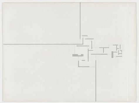 Plan for Brick Country House (ink on illustration board, 1964), project, Potsdam-Neubabelsberg, designed by Ludwig Mies van der Rohe, 1924 Mies Van Der Rohe Drawings, Brick Country House, Ludwig Mies Van Der Rohe, Modern And Contemporary Art, Van Der Rohe, Mies Van Der Rohe, Brick House, Country House, Architecture Design