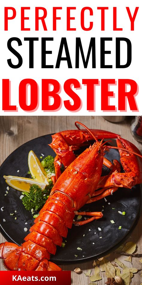 PERFECTLY STEAMED LOBSTER Steamed Lobster How To Cook, Whole Lobster Recipes, Summer Seafood Dinner, Lobster Dinner Ideas, Lobster Meal, Cook Lobster Tails, Butter Lobster, Cook Lobster, Lobster Party