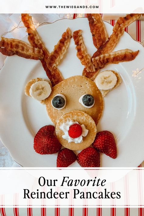 Christmas pancakes are a hit around here! Make these santa and reindeer pancakes for your kiddos! Click over for the recipe! Christmas Cookies With Kids, Reindeer Pancakes, Christmas Potluck Ideas, Cookies With Kids, Christmas Day Food, Santa Pancakes, Kids Christmas Treats, Christmas Food Decor, Christmas Pancakes