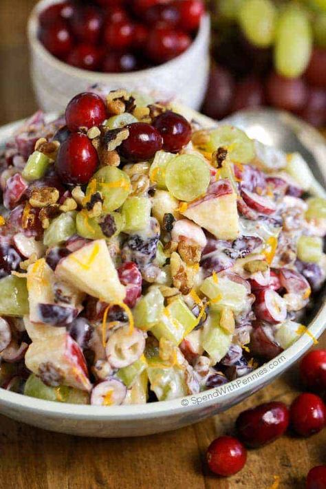 Turkey Dinner Side Dishes, Christmas Waldorf, Turkey Dinner Sides, Homemade Cream Corn, Waldorf Salad Recipe, Easy Cranberry Sauce, Waldorf Salad, Cranberry Salad, Summer Meals