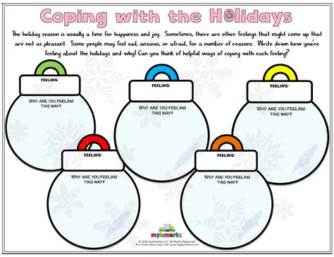 Holiday Coping Skills Activity, Christmas Mental Health Activity For Kids, Social Health Activities, Therapy Christmas Activities, Winter Counseling Activities For Kids, Holiday Counseling Activities, Christmas Coping Skills Activity, Holiday Counseling Activities For Kids, Christmas Therapy Activities Kids Mental Health