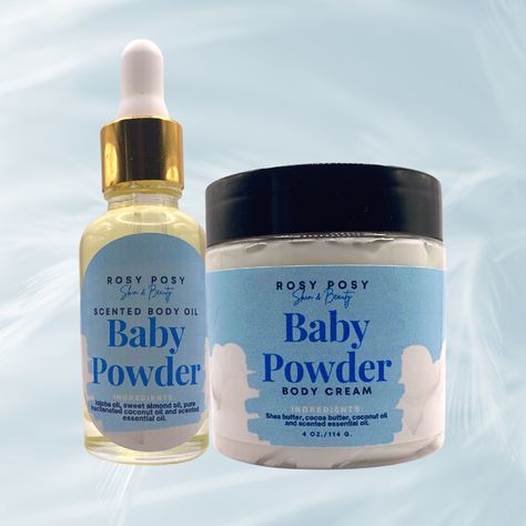 Hey check out our newest addition! It smells divine!! Baby Powder body oil and body cream in a bundle!! Scented Body Oil, Baby Powder Scent, Best Body Butter, Scented Body Oils, Arrowroot Powder, Scented Oil, Shower Skin Care, Apricot Oil, Body Oils