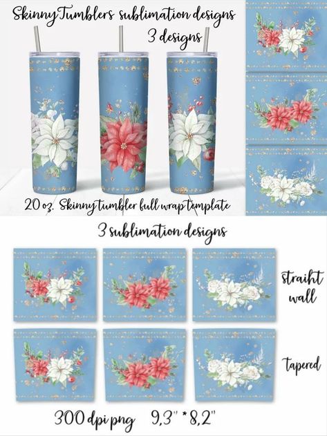 Christmas sublimation design. Skinny tumbler wrap design., #template #design #templates #graphicdesign #css #website #webdesign Template Christmas, Tumbler Template, Kids Cups, Tumbler Decal, Christmas Sublimation, Christmas Flowers, Christmas Tumblers, Fabric Paper, Tumbler Designs