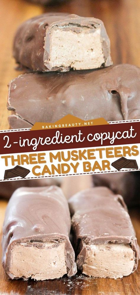 Homemade Candy Bars, Candy Bar Recipe, Decadent Chocolate Desserts, Easy Chocolate Desserts, Halloween Dessert, Dessert Bar Recipe, Copykat Recipes, Candy Recipes Homemade, Three Musketeers