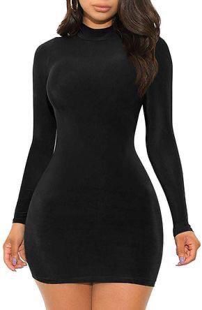 Tight Dress Outfit, Black Pencil Dress, Causual Outfits, High Neck Long Sleeve, Prom Dresses Long With Sleeves, Baddie Outfits Casual, Women Trends, Pencil Dress, Teen Fashion Outfits