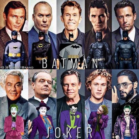 Which Batman/Joker? Batman Through The Years, Joker X Batman, Art Du Joker, All Batman, Batman X Joker, Batman And The Joker, 3 Jokers, Batman And Joker, All Batmans