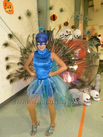 The Most Beautiful Peacock Costume Animal Costumes Women, Skin Colored Leggings, Peacock Costume Diy, Peacock Halloween Costume, Peacock Halloween, Halloween Costumes 2014, Peacock Costume, Animal Halloween Costumes, Diy Costumes Women