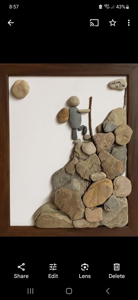 Hiking is Life Rock Art Home Decor Tree Of Life Crafts, Handmade Wall Decor, Diy Art Projects, Pressed Flower Art, Air B And B, Stone Crafts, Crafty Projects, Wall D, Pebble Art