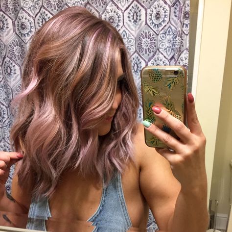 Pink Toner For Brown Hair, Pink Babylights, Platinum Blonde Hair Balayage, Toner For Brown Hair, Rose Balayage, Balayage And Babylights, Balayage For Brunettes, Balayage For Dark Brown Hair, Hair Inspo Pics