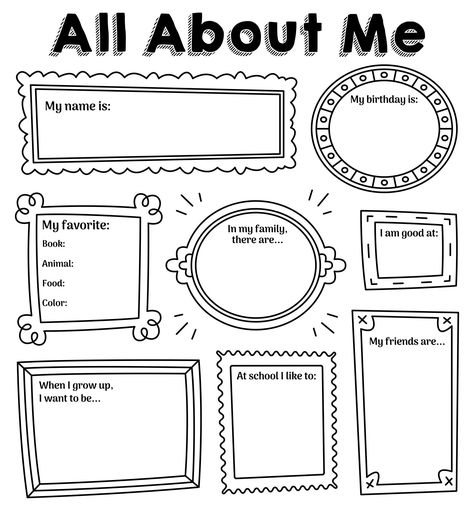 All About Me Template, About Me Worksheet, All About Me Preschool Theme, Me Worksheet, Interactive Notebooks Templates, Me Template, About Me Poster, Student Information Sheet, Me Preschool Theme