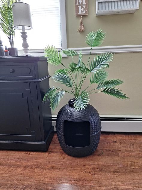 Amazon.com: Large Cat Litter Box Enclosure with Artificial Plants & Carbon Filter, Heavy Duty PP Material Hidden Kitty Litter Box Furniture for Odor Control and Home Decor, Black : Pet Supplies Plant Cat Litter, Outdoor Litter Box Ideas, Modern Studio Apartment Ideas, Hidden Litter Boxes, Liter Box, Cat Litter Box Enclosure, Litter Box Furniture, Litter Box Enclosure, Carbon Filter