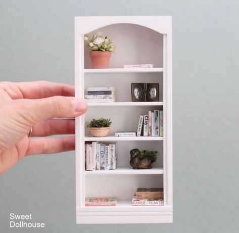 Diy Tiny Books, Miniature Bookshelf, Bookshelf Insert, Mini Bookshelf, Pink Dollhouse, Twig Furniture, Room Box Miniatures, Kids Doll House, Diy Barbie House