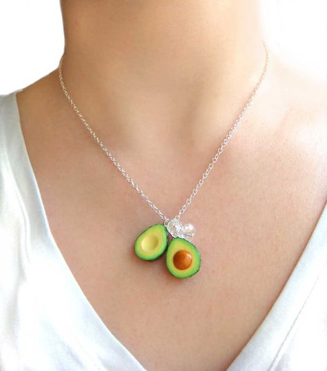 Avocado Necklace, Avocado Clothes, Avocado Jewelry, Sliced Avocado, Cute Avocado, Cute Sleepwear, Kawaii Phone Case, Fruit Jewelry, Kawaii Jewelry