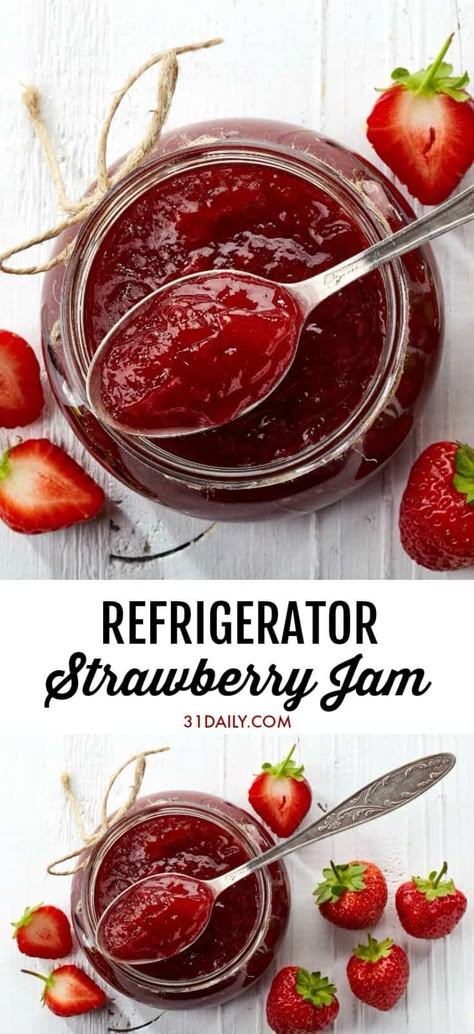 Refrigerator Strawberry Jam, Refrigerator Jam, 31 Daily, Strawberry Plant, Strawberry Jam Recipe, Homemade Strawberry Jam, Plant Tips, Strawberry Jelly, Jam And Jelly