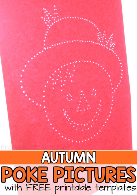 Poke Pictures, Push Pin Art, Thanksgiving Puzzle, Halloween Centers, Fall Centers, November Activities, Fall Preschool Activities, Fall Kindergarten, Preschool Fine Motor