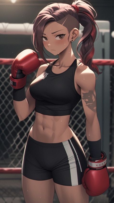 Mia Khilaf Glasses, 90 Wallpaper, Tomboy Anime, Tomboy Art, Female Boxers, Fighter Girl, Really Cool Drawings, Boxing Girl, Muscle Girls