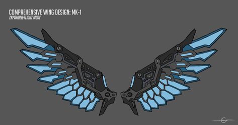 ArtStation - T.I.T.A.N. Propulsion Wings MK-1, John Go Tech Wings, Wings Inspiration, Futuristic Armour, Wings Drawing, Arte Punk, Wing Design, Mk 1, Arte Robot, Wings Art