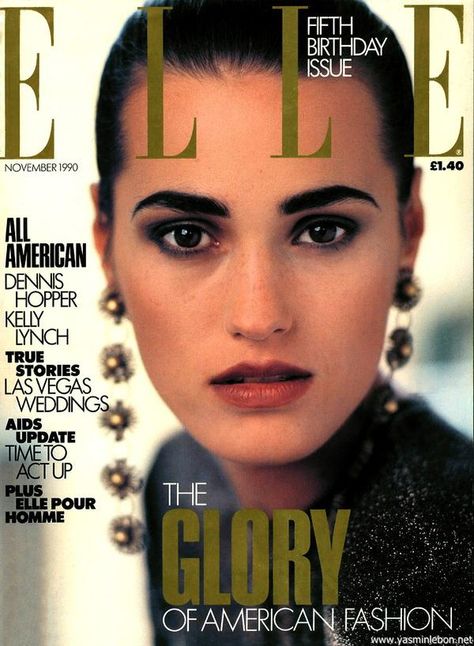 NOVEMBER 1990:   Model: Yasmin Le Bon Jenny Holzer, Mod Hair, Yasmin Le Bon, Net Fashion, 90s Supermodels, Fashion Magazine Cover, Fashion Cover, Elle Magazine, Las Vegas Weddings