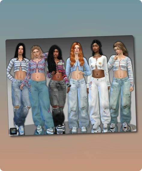 Sims 4 Clothing CC: Outfits For Teens And Young Adults Sims Cc Baggy Jeans, Baggy Jeans Sims 4 Cc, Sims 4 Baggy Jeans Cc, Sims 4 Cc Baggy Jeans, Baggy Ripped Jeans, Sims 4 Cc Download, Ripped Mom Jeans, Baggy Clothes, Jean Large