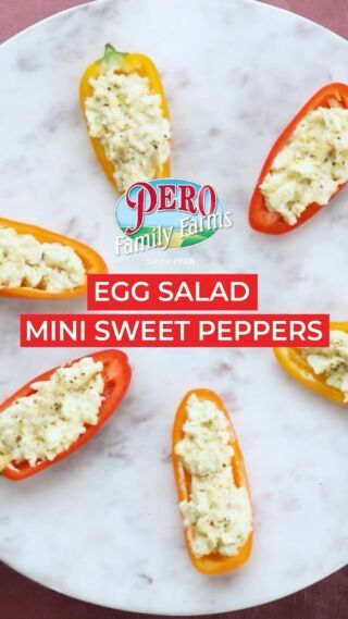 Egg Salad Mini Sweet Peppers - Pero Family Farms - Sustainable Farming Since 1908 Egg Salad Stuffed Peppers, Mini Bell Pepper Recipes, Creamy Egg Salad, Deviled Egg Salad, Healthy Egg Salad, Half Baked Harvest Recipes, Mini Sweet Peppers, Eggs In Peppers, Creamy Eggs