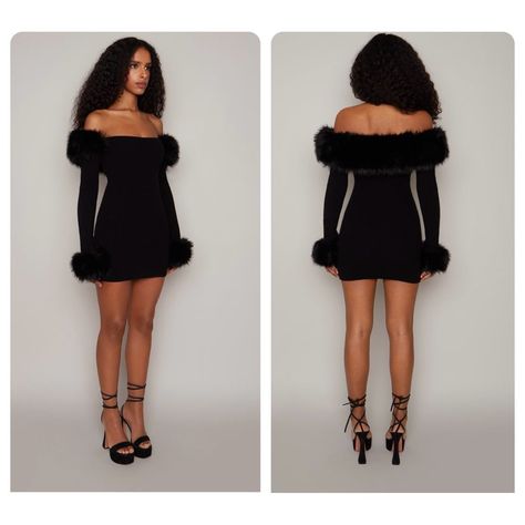 Guizio Faux Fur Off The Shoulder Mini Dress New Size Xxl $298 Details Your Coziest Must-Have Meet Our Faux Fur Off-The-Shoulder Dress. Knit For Comfort And Elegance, The Fitted Style Is Trimmed With Plush Faux Fur That Can Be Removed; This Versatile Dress Is Destined To Become Your Favorite Dress. Off-The-Shoulder Neckline Long Sleeves Pullover Style Detachable Faux Fur Trim At Collar And Cuffs 5% Cashmere, 40% Wool, 10% Tess, 20% Viscose, 25% Nylon Our Products Are 100% Genuine. In All Cases We Fuzzy Dress Outfit, Fur Trimmed Dress, Formal Winter Outfits Dresses, Mini Dress With Fur, Fur Trim Dress, Fashion Glossary, Wolf Party, Dress With Fur, Formal Winter Outfits