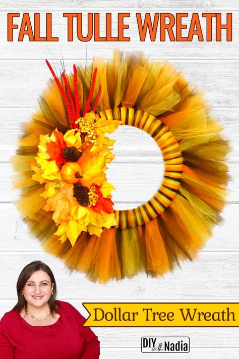 Fall Tulle Wreath DIY Tutorial Fall Tulle Wreath Diy, Fall Tulle Wreath, Tulle Wreath Tutorial, Halloween Tulle Wreath, Tulle Wreath Diy, Farmhouse Modern Decor, Tulle Wreath, Work Wreath, Fall Door Decorations