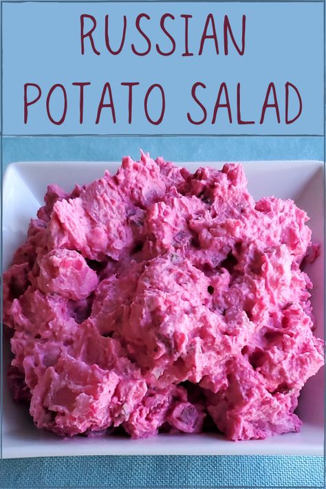 Russian Potato Salad - Bacon & Vodka  #russianpotatosalad #potatosalad #russianfood #potatosaladrecipe #bestpotatosalad Russian Beet Salad, Bacon Vodka, Russian Potato Salad, Salad Bacon, Cooking Beets, Bacon Potato Salad, Taco Soup Recipe, Fresh Beets, Haitian Food Recipes